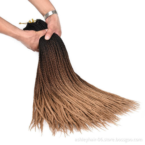 24 Inch Heat Resistant Fiber Synthetic Extension Ombre Color Box Split Twist Crochet Braid Hair